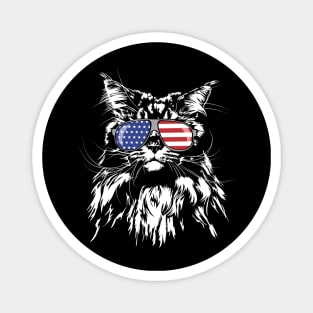 Proud Maine Coon American Flag patriotic cat Magnet